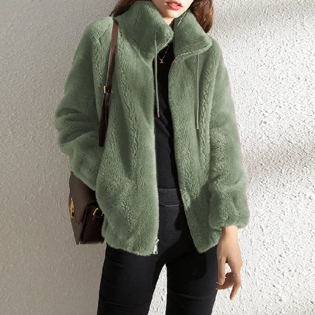 | Dam Fleece Jacka med Krage och Drawstring