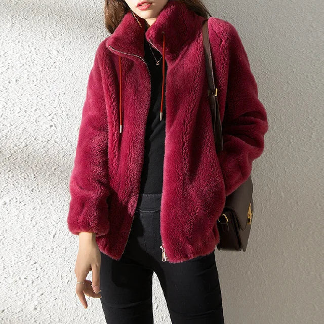 | Dam Fleece Jacka med Krage och Drawstring