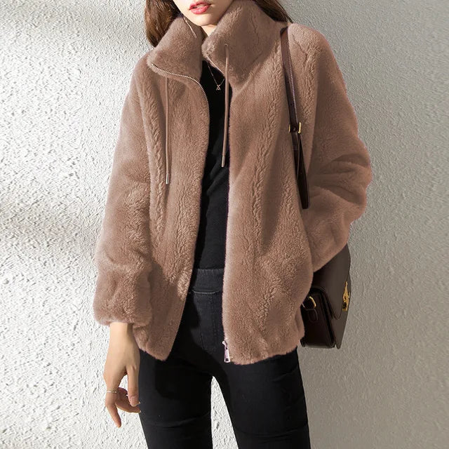 | Dam Fleece Jacka med Krage och Drawstring