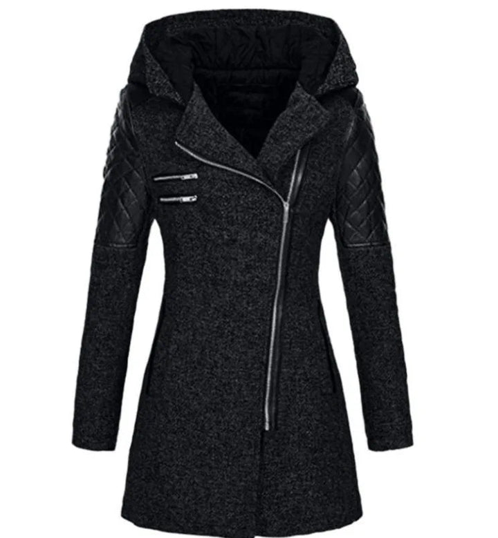 | Dam vinterjacka med huva och Asymmetrical Dragkedja