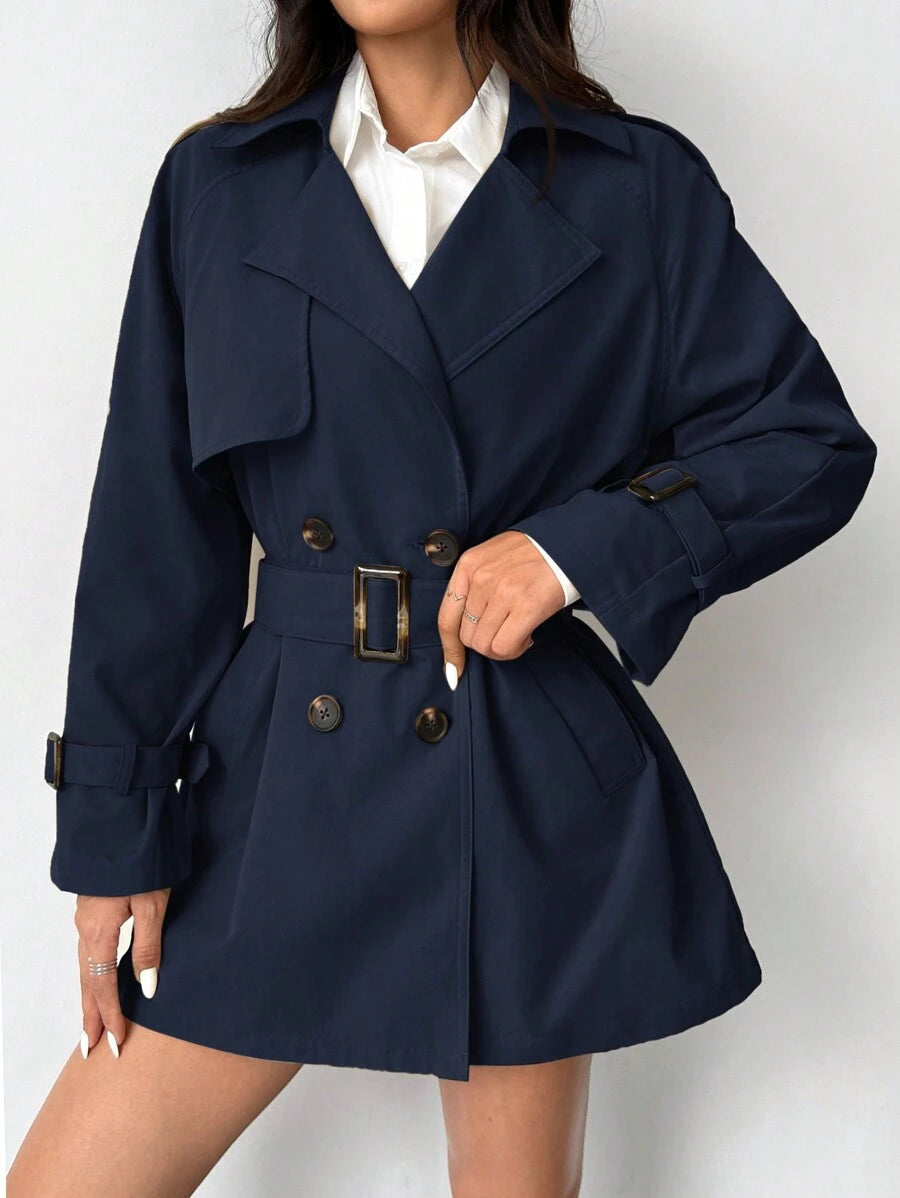 | Dam Kort regnjacka med Bow Waistband och Double knäppslå