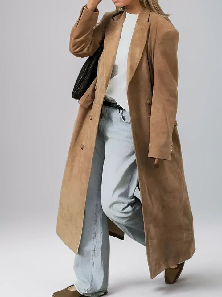 | Dam Mocka trenchkappa med klassisk Lapels och Double Knapp Stängning