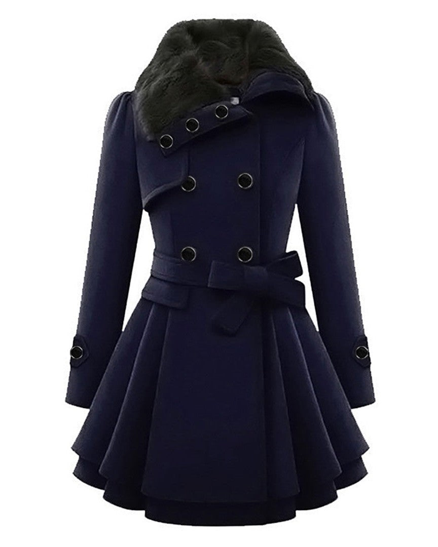 Elegant Dam Ullblandning Trenchcoat