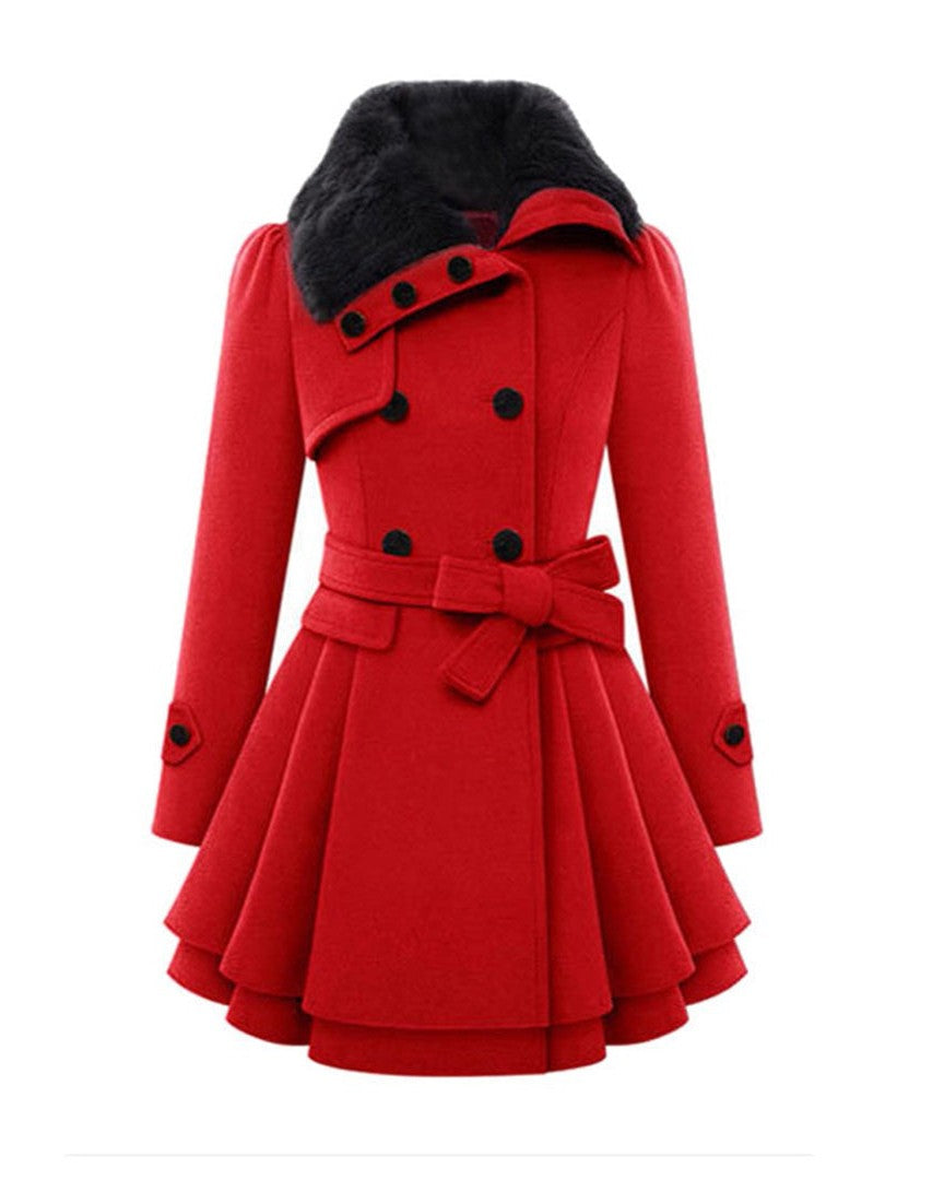 Elegant Dam Ullblandning Trenchcoat