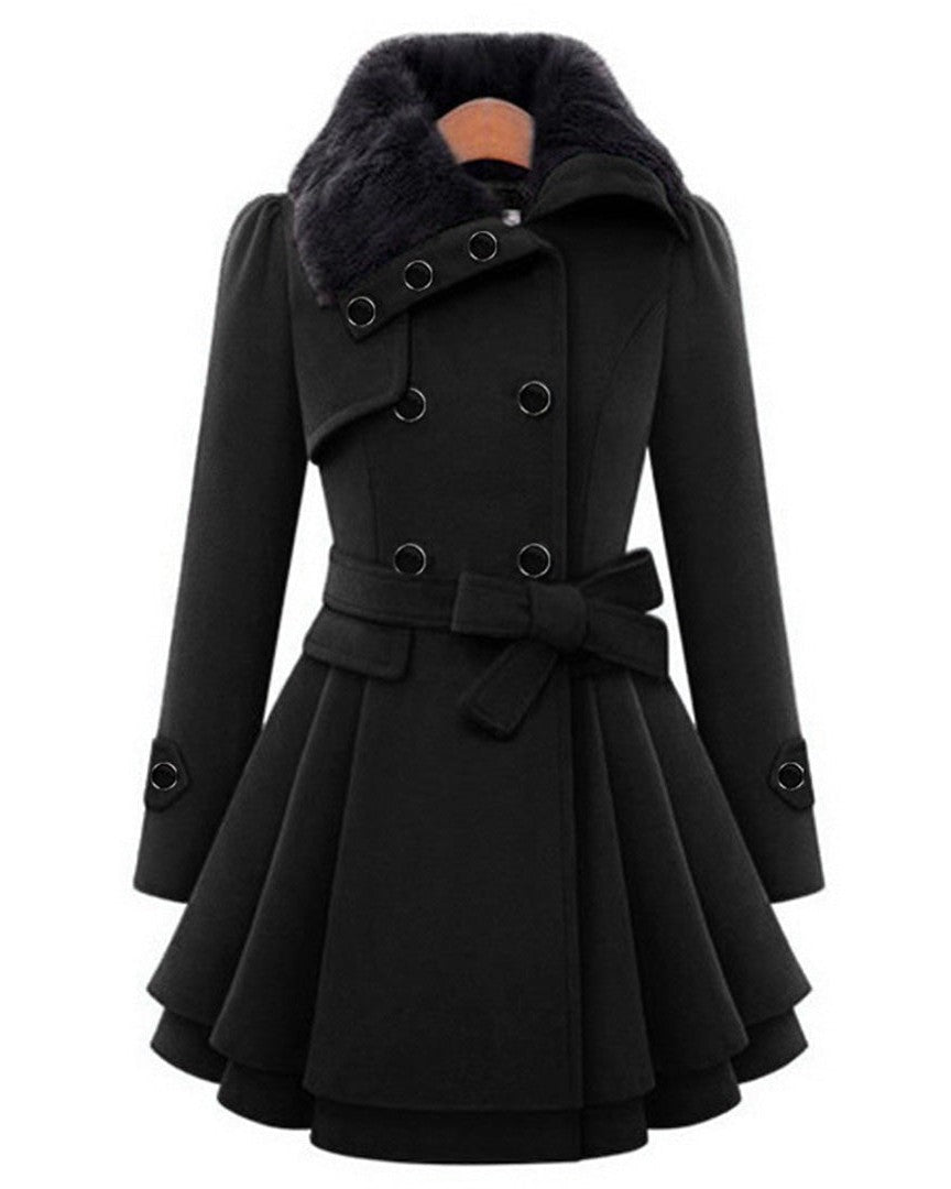 Elegant Dam Ullblandning Trenchcoat