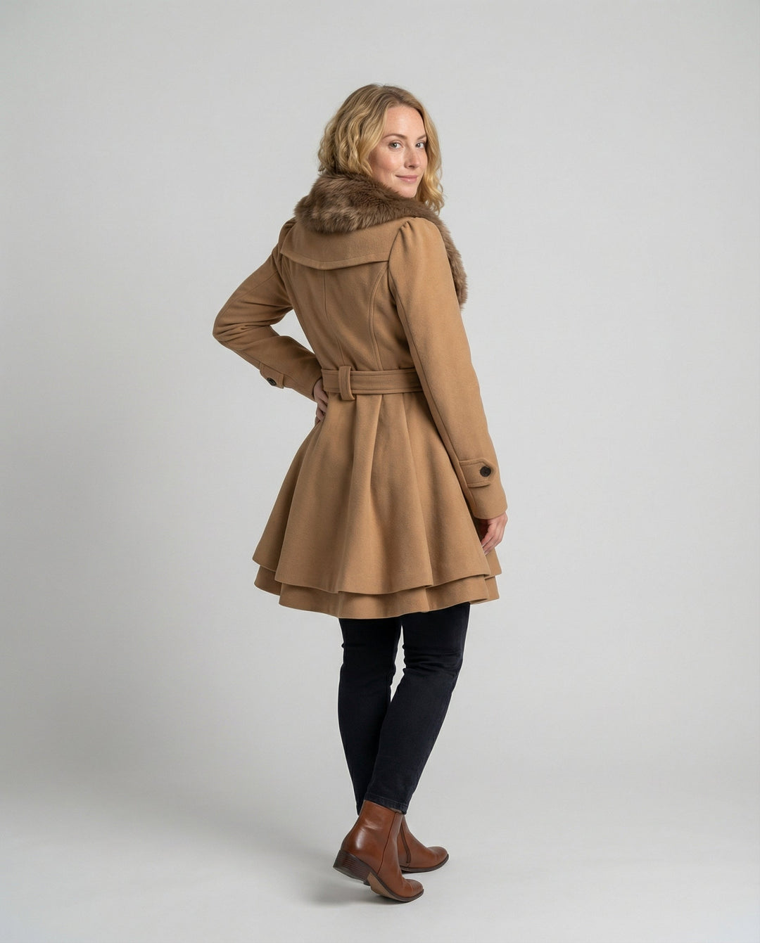 Elegant Dam Ullblandning Trenchcoat