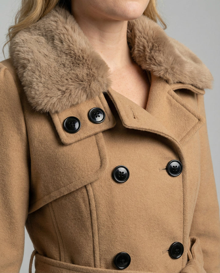 Elegant Dam Ullblandning Trenchcoat