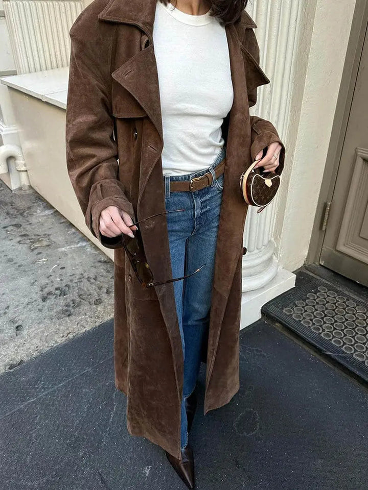 | Dam Mocka trenchkappa med Midja Belt och Double knäppslå