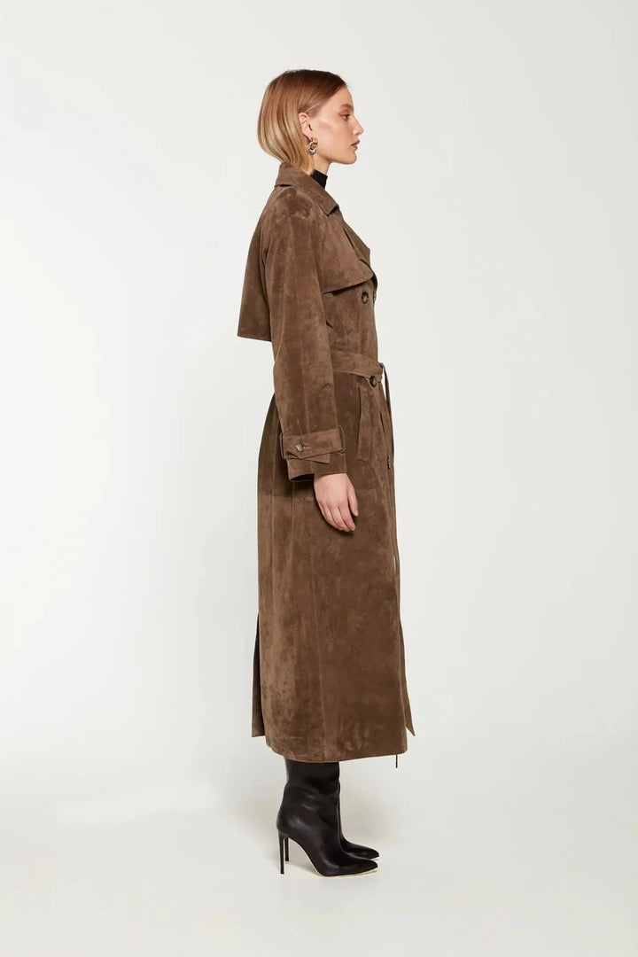 | Dam Mocka trenchkappa med Midja Belt och Double knäppslå