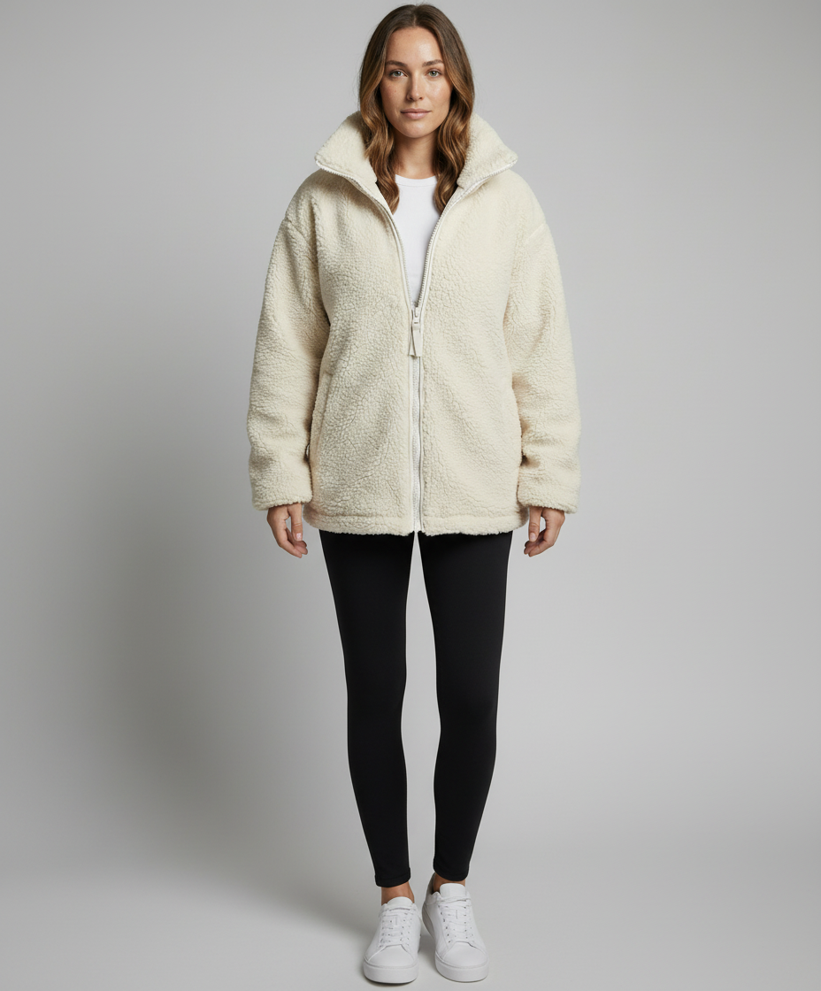 Dam oversized fleecejacka varm