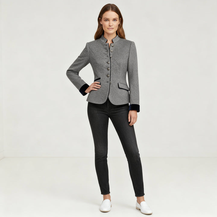 Klassisk Strukturerad Premium Comfort Ull Jacka Dam