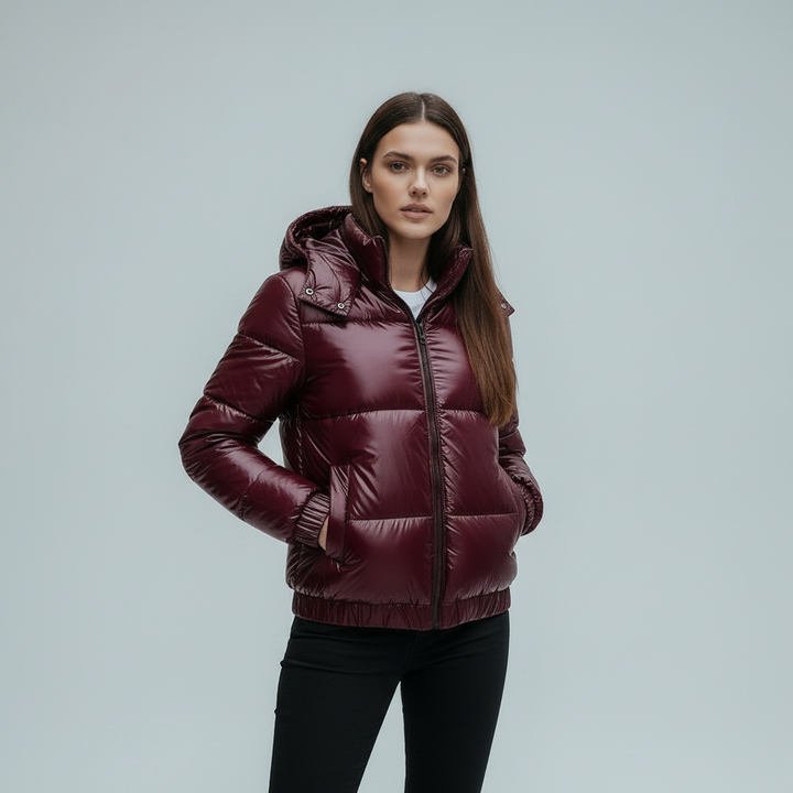 | isolerad Blank med huva Dam vinterjacka