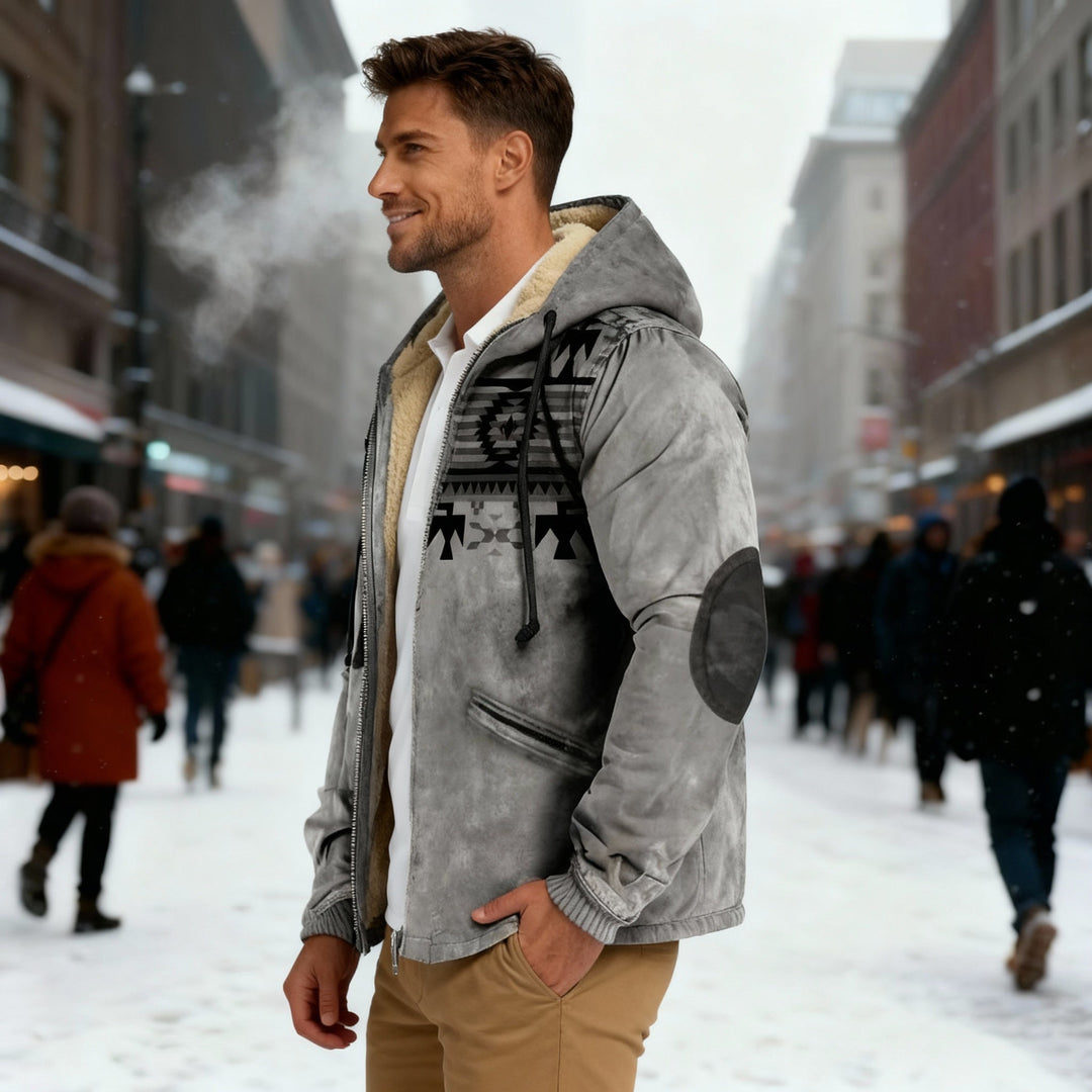 | med huva Jacka med Native Tryck