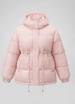 Dam Vadderad med Huva Parka i Boxig Skärning med Tapered Drawstring