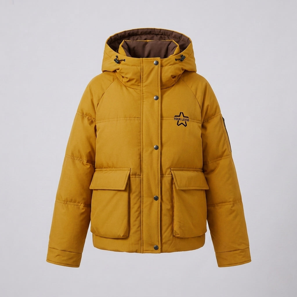 Dam Boxig Vadderad Jacka med Dold Two-Way Front, Contrasting Inner Panel och Funktionell Lock Fickor