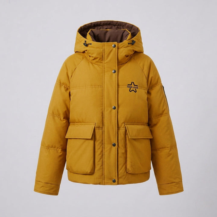Dam Boxig Vadderad Jacka med Dold Two-Way Front, Contrasting Inner Panel och Funktionell Lock Fickor