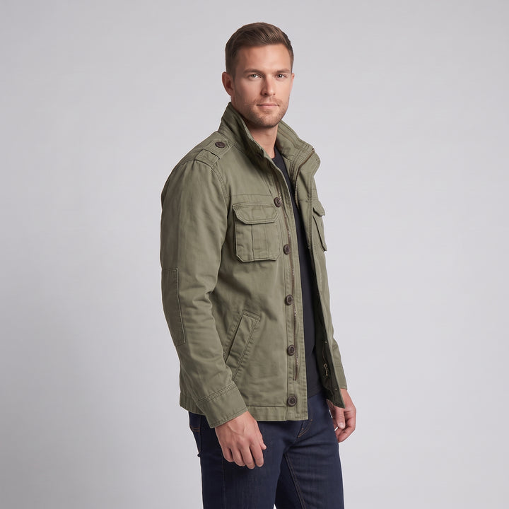 Herr Utility Parka med Huva, Quiltad Foder och Flera Fickor