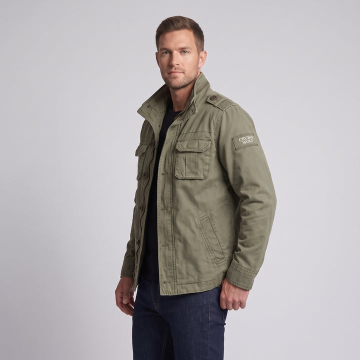 Herr Utility Parka med Huva, Quiltad Foder och Flera Fickor