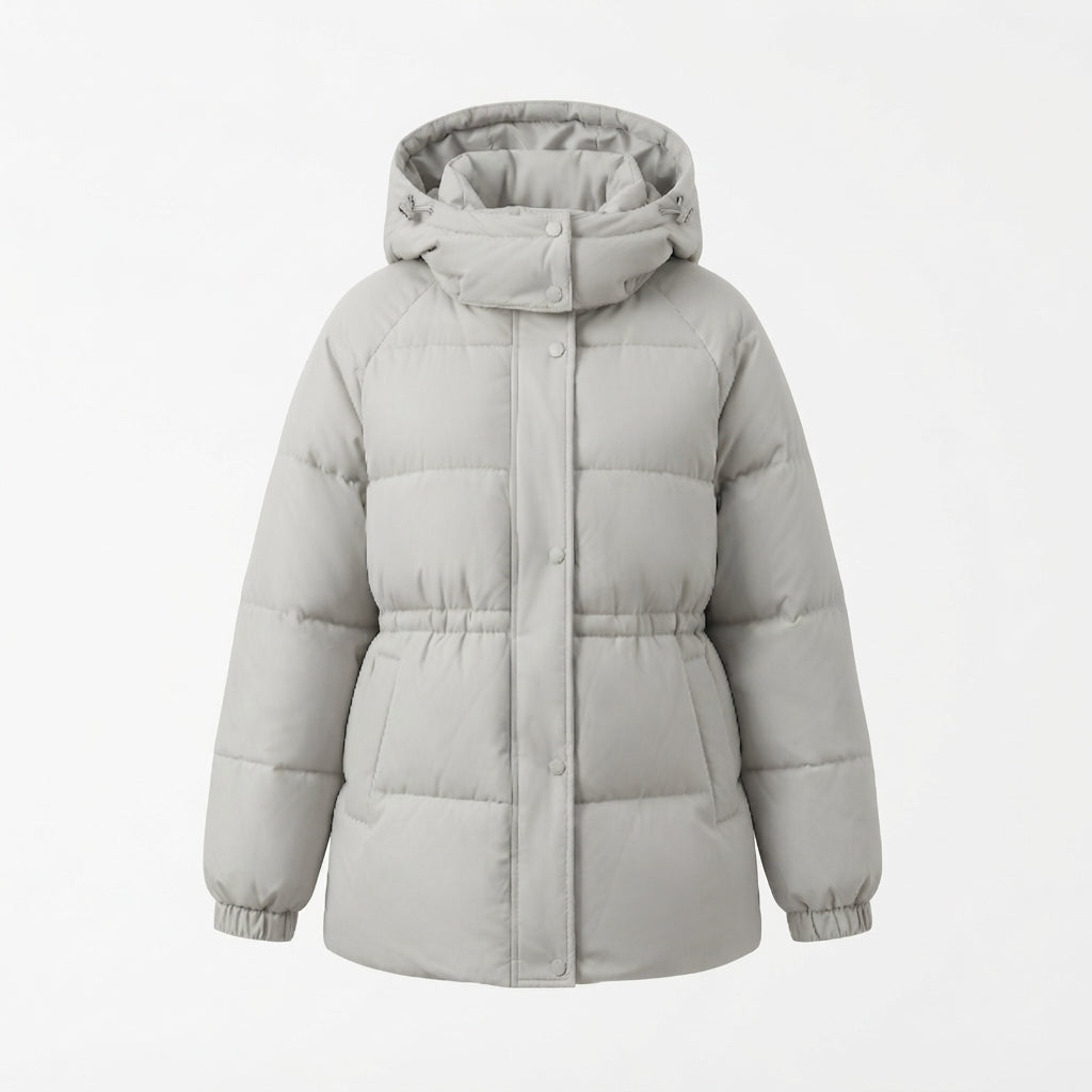 Dam Kompakt Outdoor Puffer Kappa med Hög Krage, Chin Skydd, och Elastic Muddar