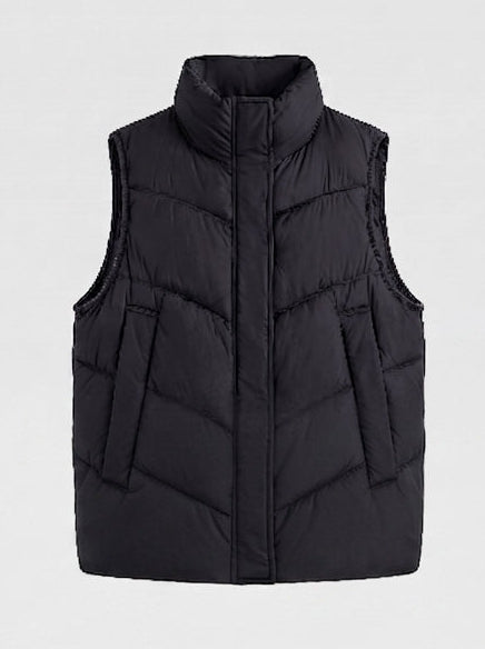 Dam Non-Vadderad Quiltad Väst med Hög Stå Krage, Justerbar Drawstring Nederkant, och Generous Lock Fickor