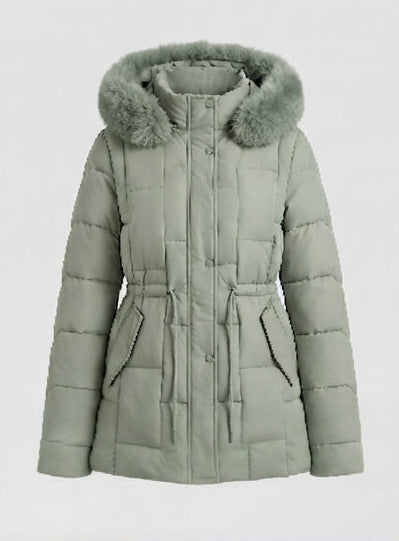 Dam Nano Vadderad Parka med Avtagbar Faux Fur Kant, Justerbar Drawstring At Waist och Termisk Insulation Padding