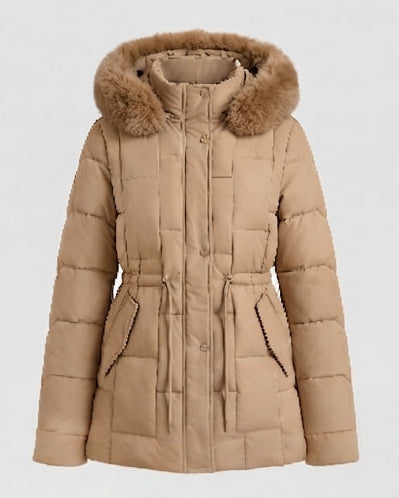 Dam Nano Vadderad Parka med Avtagbar Faux Fur Kant, Justerbar Drawstring At Waist och Termisk Insulation Padding
