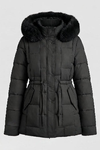 Dam Nano Vadderad Parka med Avtagbar Faux Fur Kant, Justerbar Drawstring At Waist och Termisk Insulation Padding