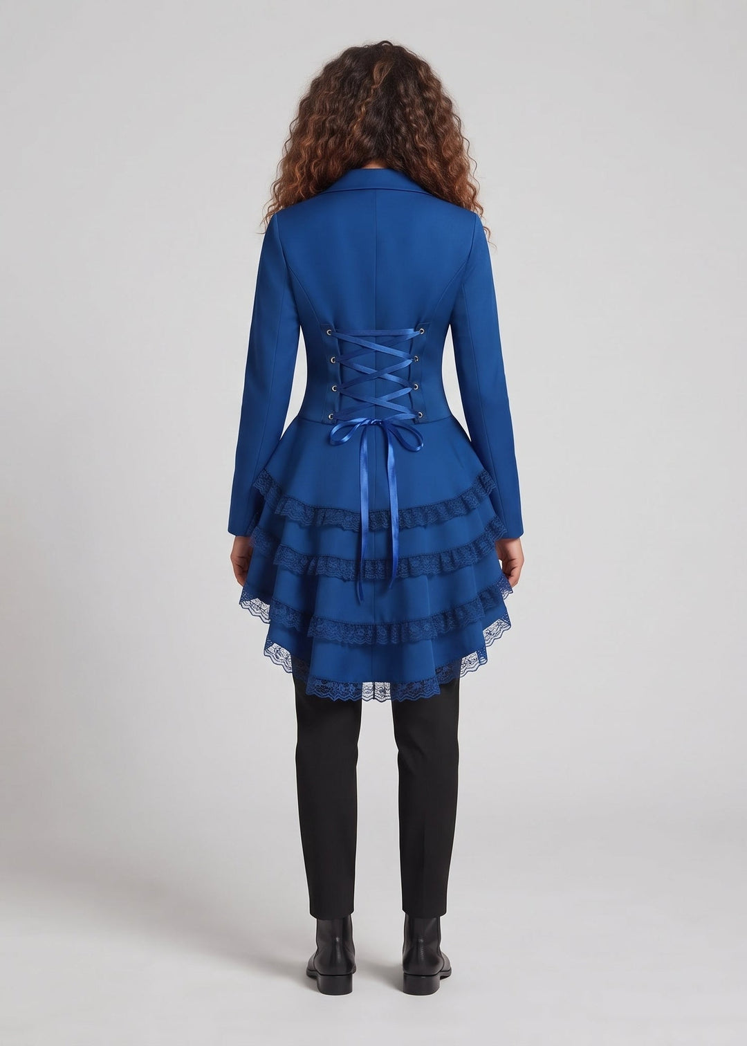 Dam elegant Ruffle jacka med Deep V-ringning och Double Buttoned fram