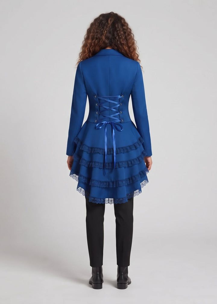 Dam elegant Ruffle jacka med Deep V-ringning och Double Buttoned fram