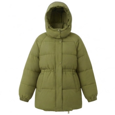 Dam Kompakt Outdoor Puffer Kappa med Hög Krage, Chin Skydd, och Elastic Muddar