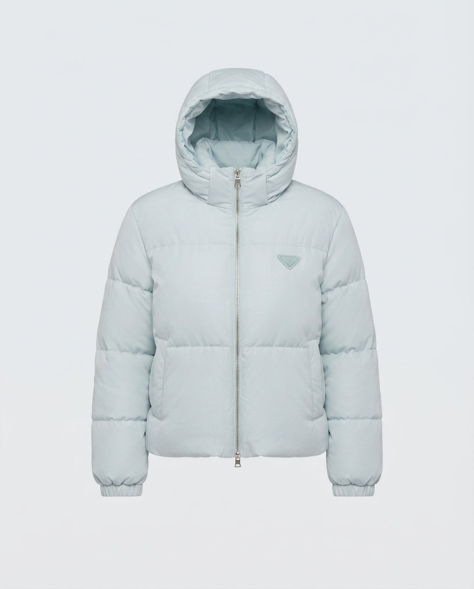 Dam Kort Quiltad Boxig Puffer med Huva, Justerbar Nederkant och Elastic Muddar