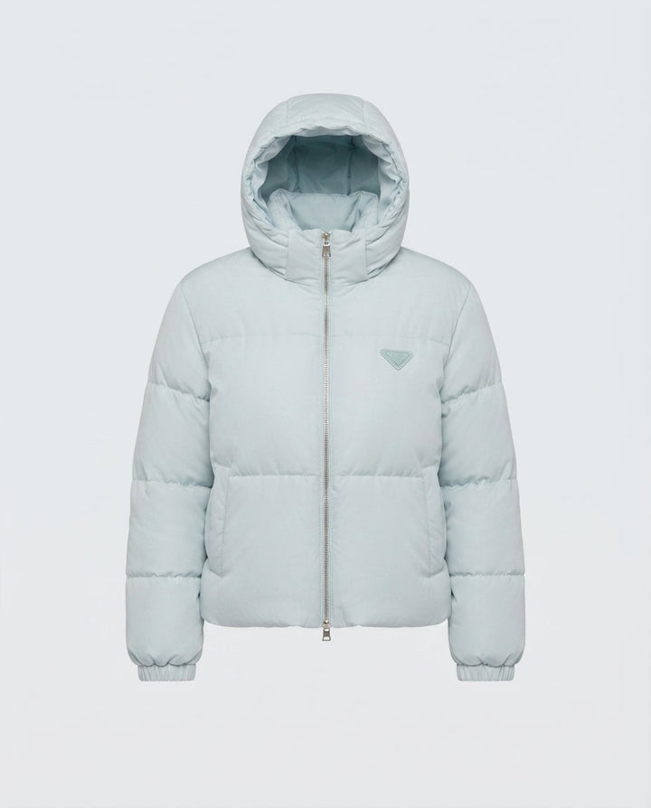 Dam Kort Quiltad Boxig Puffer med Huva, Justerbar Nederkant och Elastic Muddar