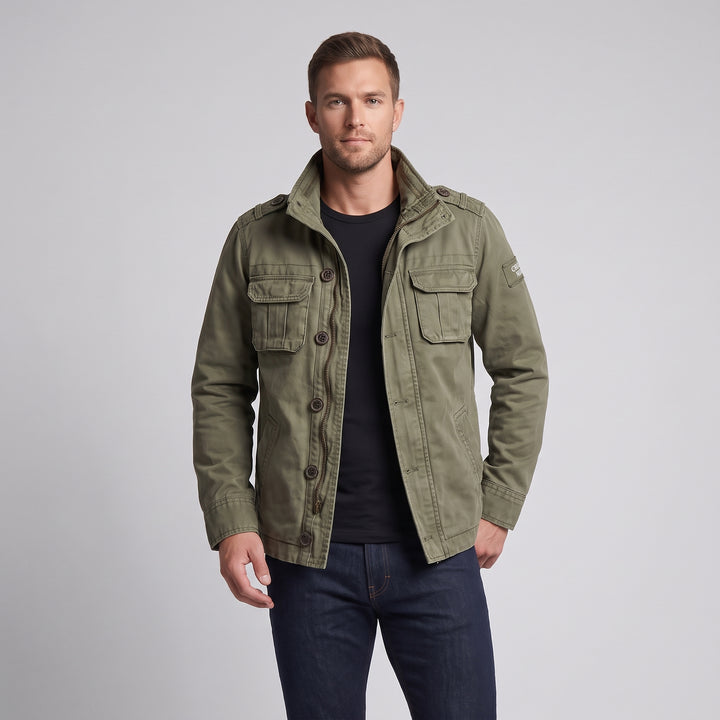 Herr Utility Parka med Huva, Quiltad Foder och Flera Fickor