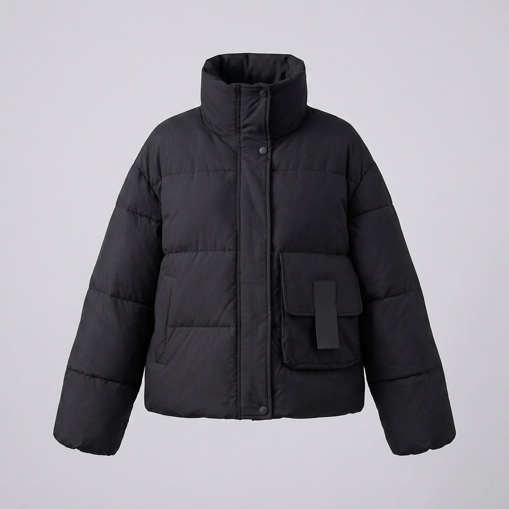 Dam Boxig-Vadderad Vardag Puffer med Side Cargo Flaps och Ergonomisk Shoulder Kant