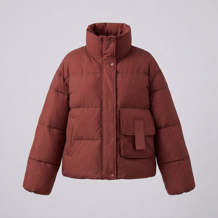 Dam Boxig-Vadderad Vardag Puffer med Side Cargo Flaps och Ergonomisk Shoulder Kant