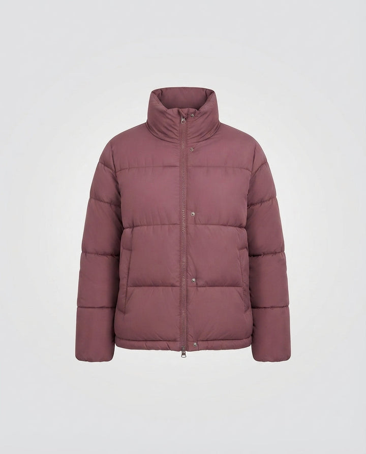 Dam Kort Boxig Puffer med Voluminous Shawl Krage, Insulating Padding och Dold Dragkedja