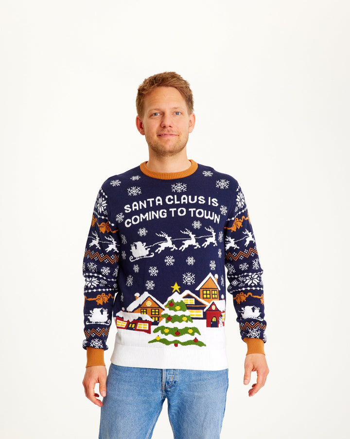 Santa Claus Is Coming till Town Marinblå Herr