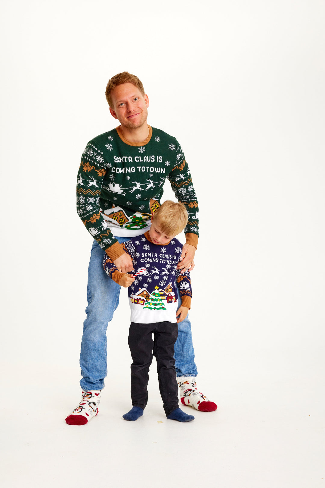 Santa Claus Is Coming till Town Marinblå Herr
