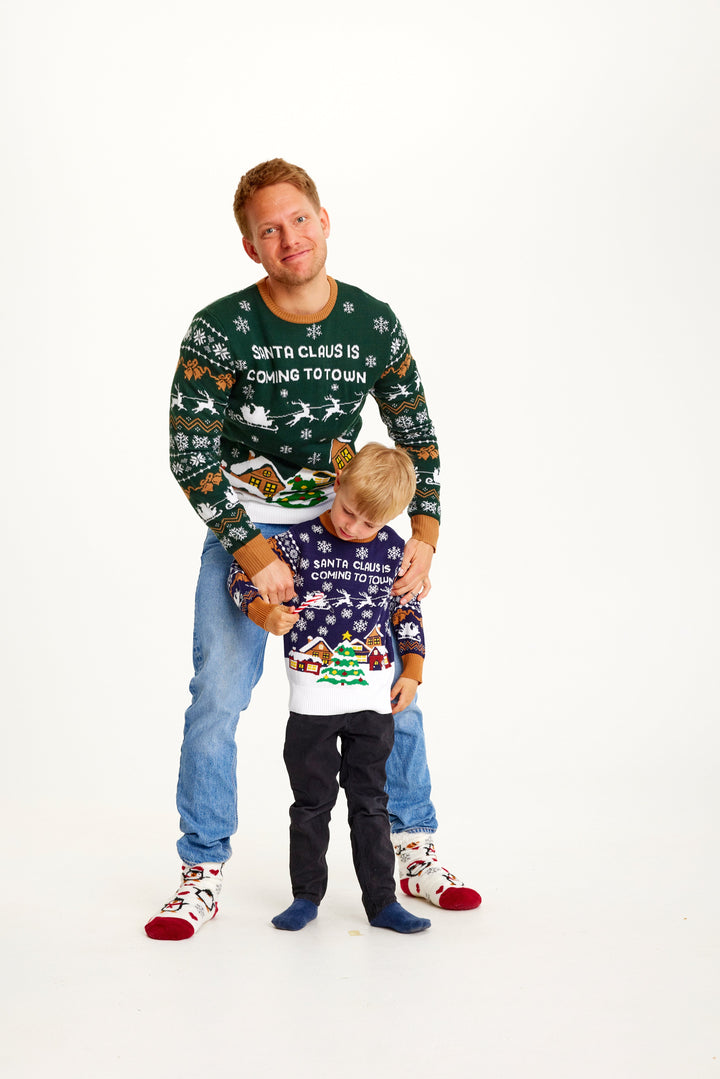 Santa Claus Is Coming till Town Marinblå Herr