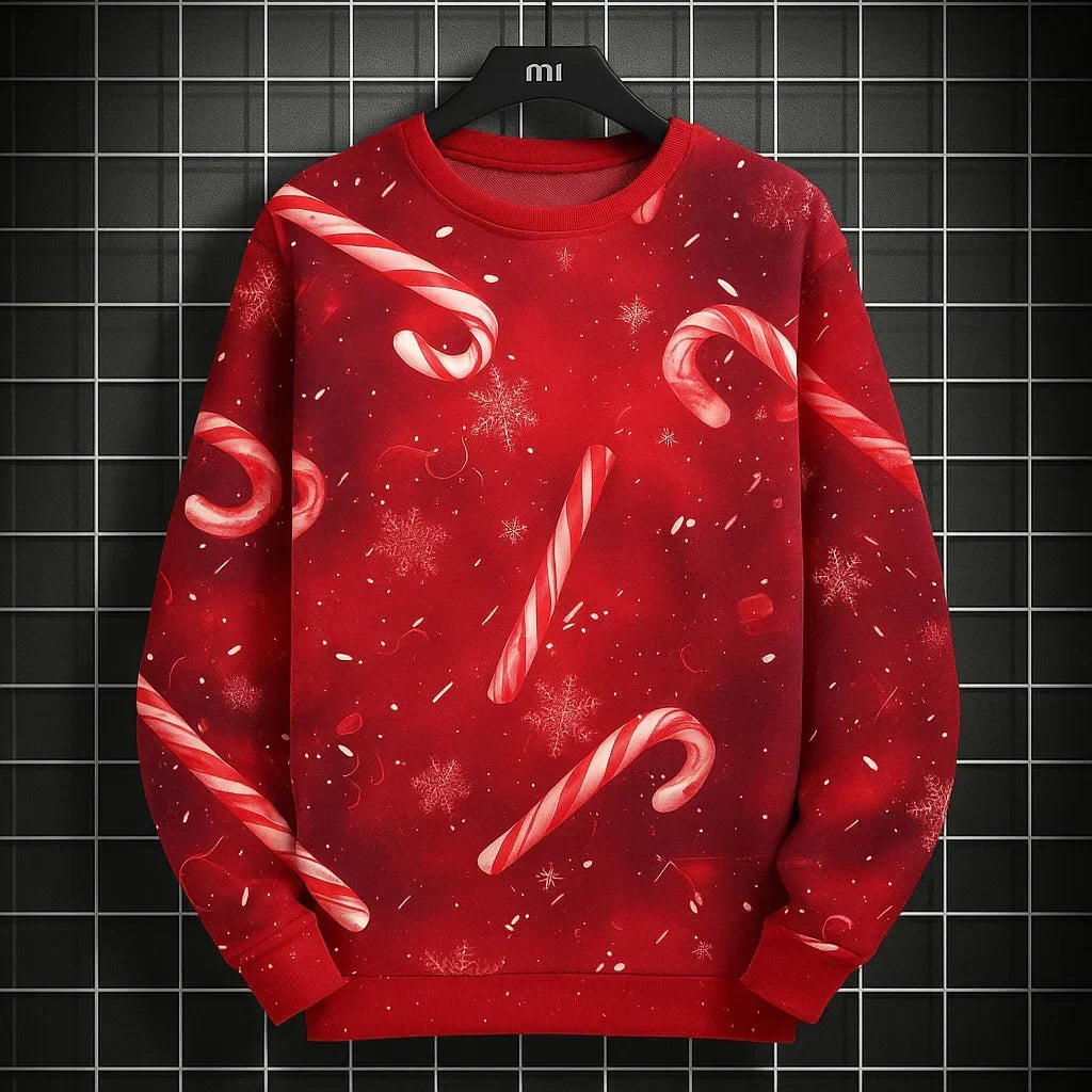 Herr College-Tröja - Bekväm, Stickad &amp; med Unique 3D Christmas Tryck