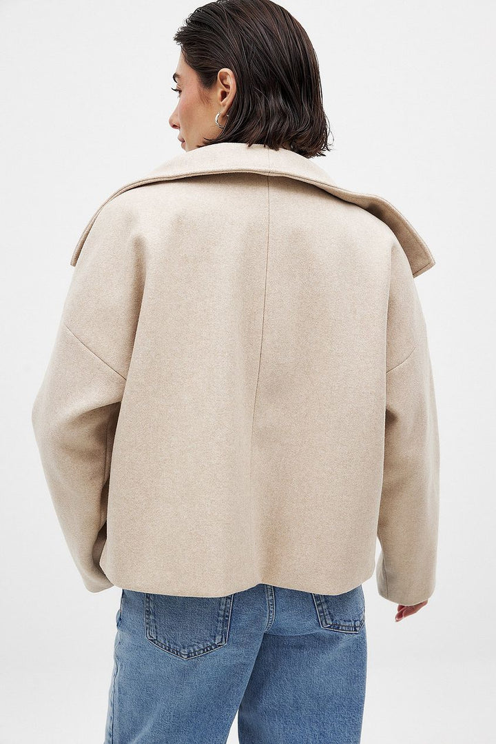| Dam Kort oversize vinterjacka med slagkrage och Double Buttonless