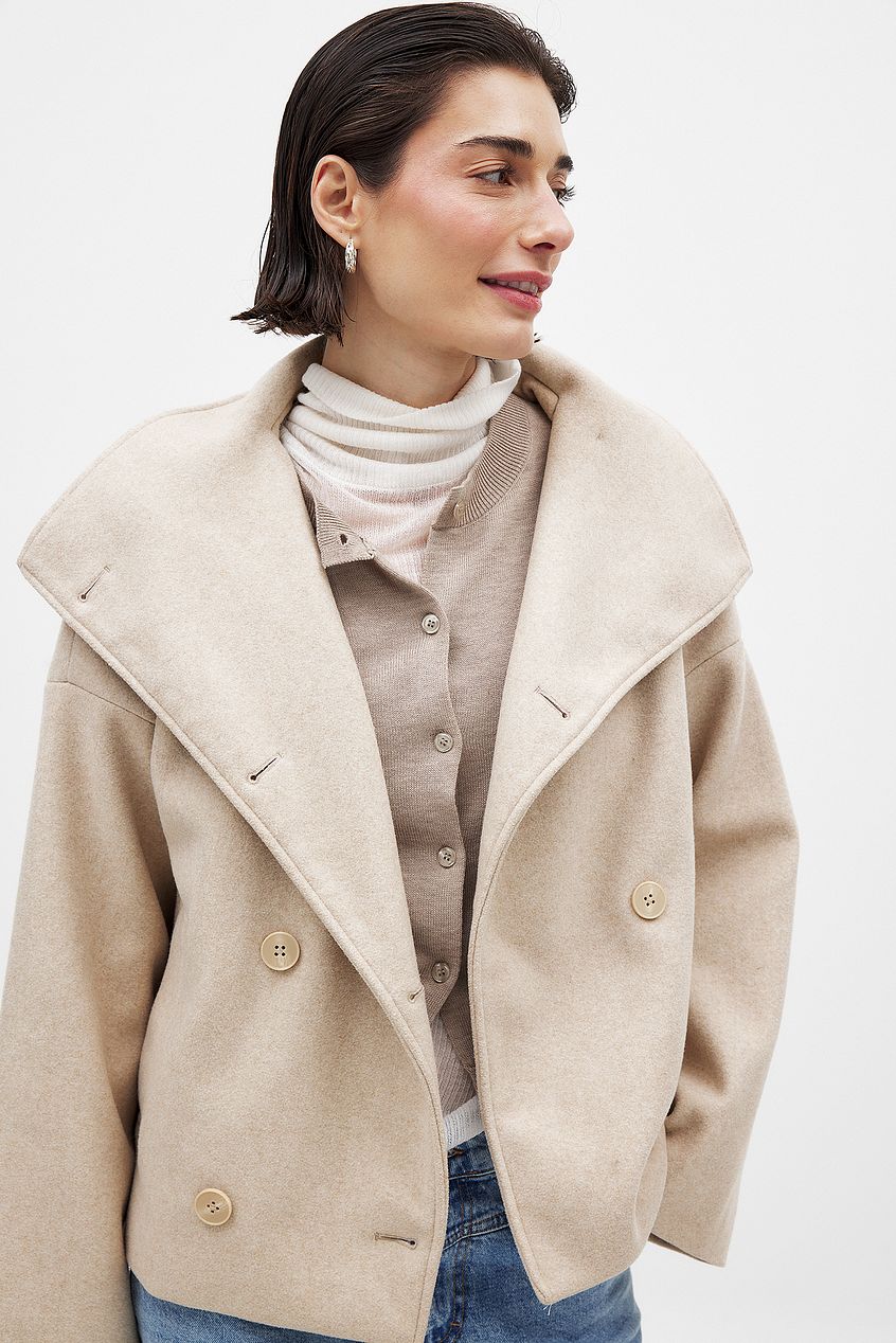 | Dam Kort oversize vinterjacka med slagkrage och Double Buttonless