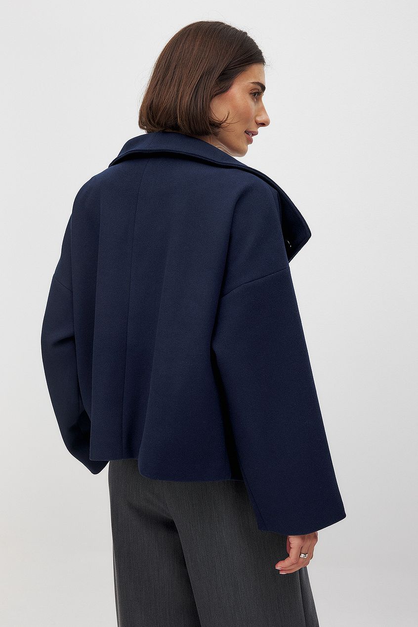 | Dam Kort oversize vinterjacka med slagkrage och Double Buttonless