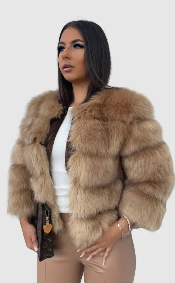 | Dam Hög Kvalitet Imitation Päls vinterjacka med Luxurious Design och bekväm Skärning