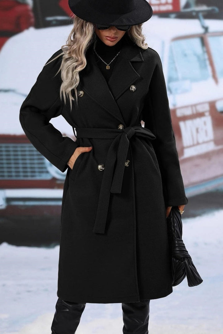 | Dam Lång Ull trenchkappa med Double knäppslå och Notched Lapel