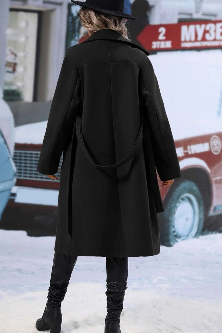 | Dam Lång Ull trenchkappa med Double knäppslå och Notched Lapel