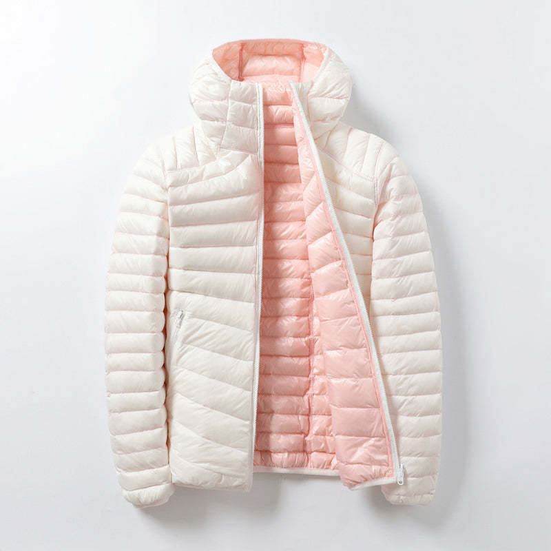 Eloura-Moda Dam Lätt Reversible Vadderad Jacka med Huva