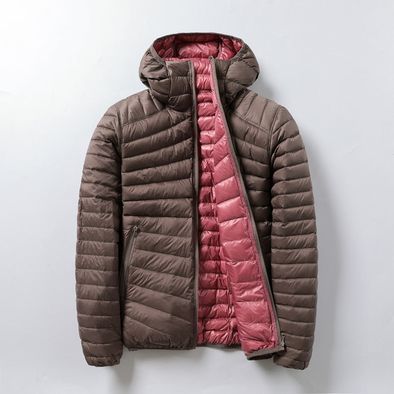 Eloura-Moda Dam Lätt Reversible Vadderad Jacka med Huva
