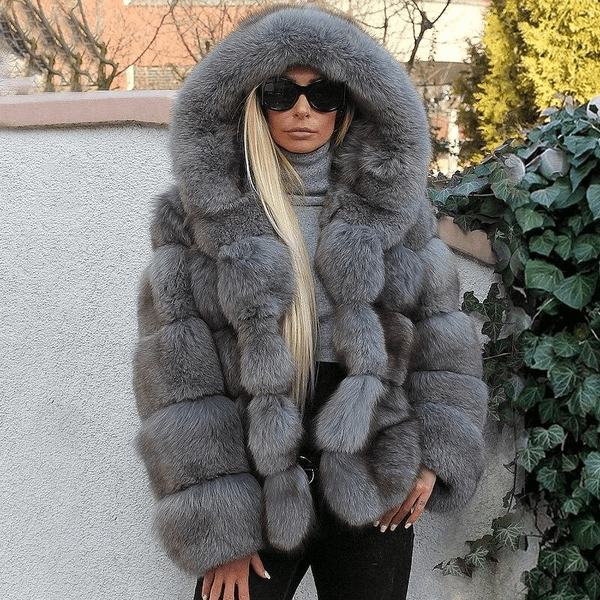 Dam Oversized Teddy Jacka med Huva