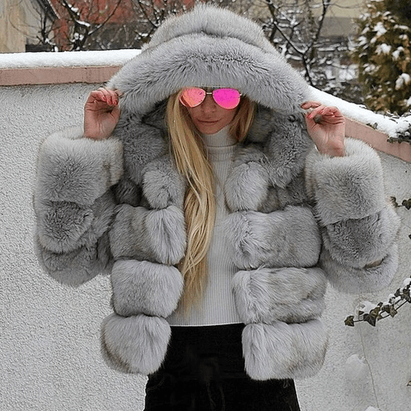 Dam Oversized Teddy Jacka med Huva